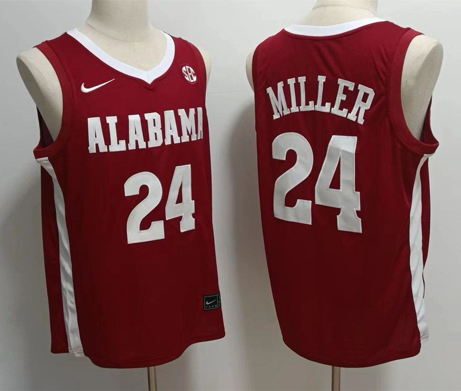Men Alabama Crimson Tide #24 Miller Red Nike 2025 NCAA Jersey